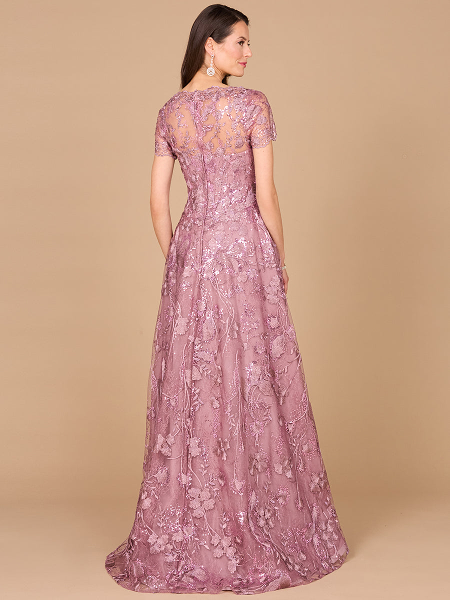 Formal Dresses A Line Floral Lace Long Formal Evening Dress Mauve