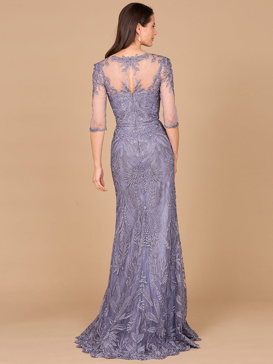 Formal Dresses Long Formal Detachable Sleeve Evening Dress Grey Blue