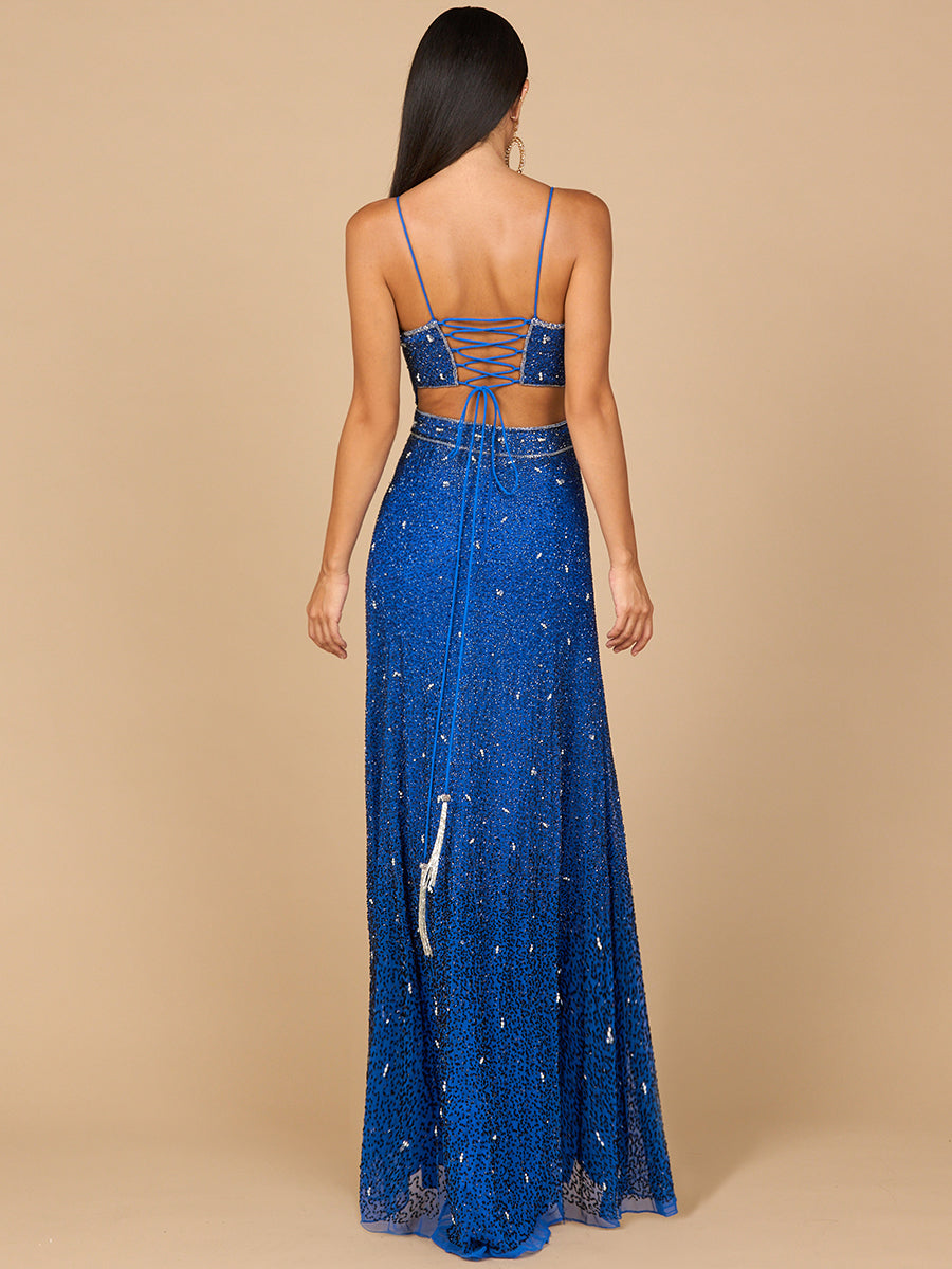 Prom Dresses Long Formal A Line Beaded Ombre Prom Dress Blue Ombre
