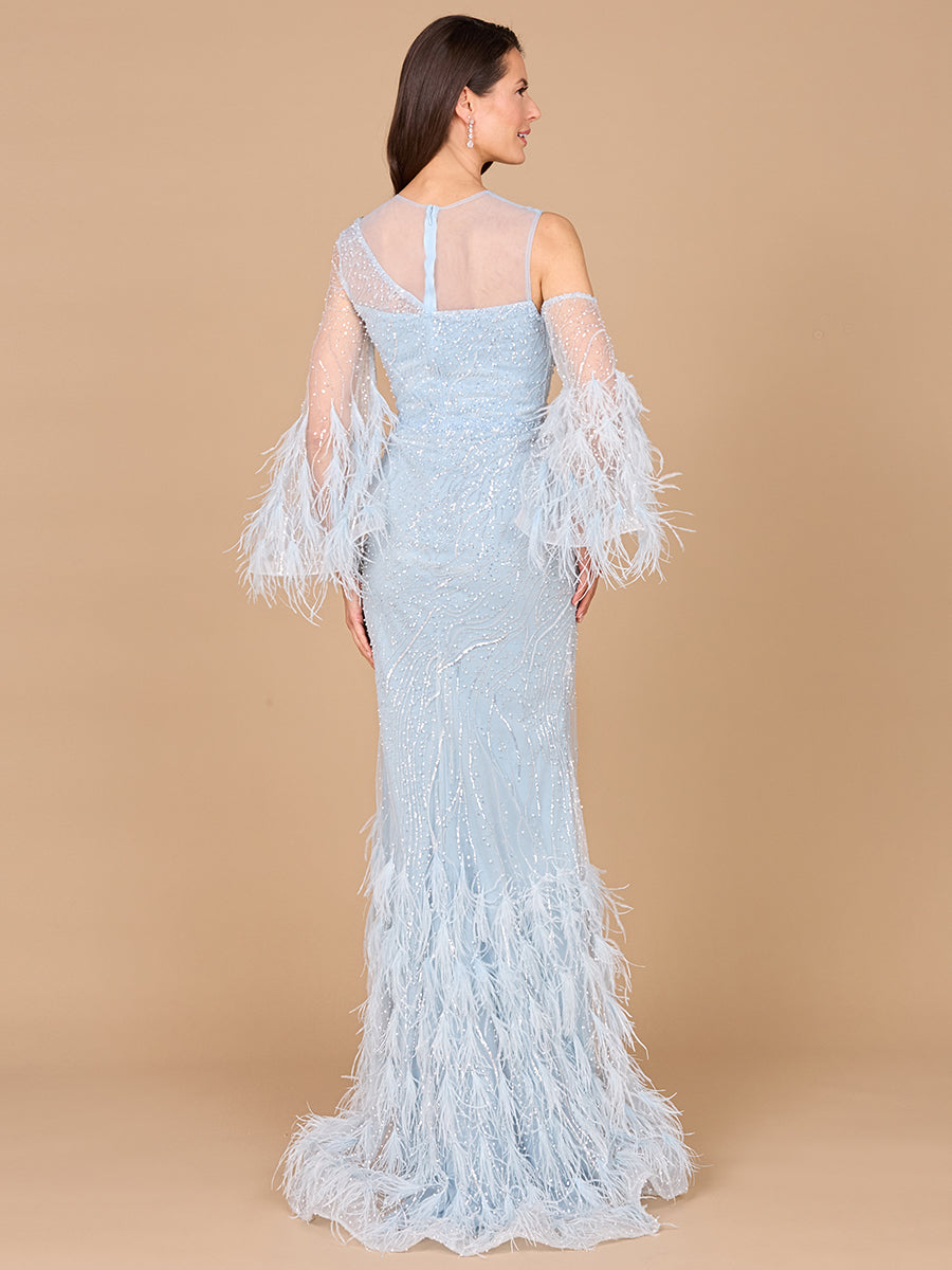 Formal Dresses Long Mermaid Formal Feather Evening Dress Sky