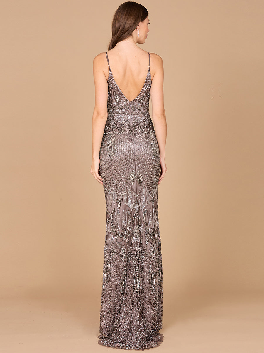 Prom Dresses Fitted Long Formal Beaded Prom Dress Grey