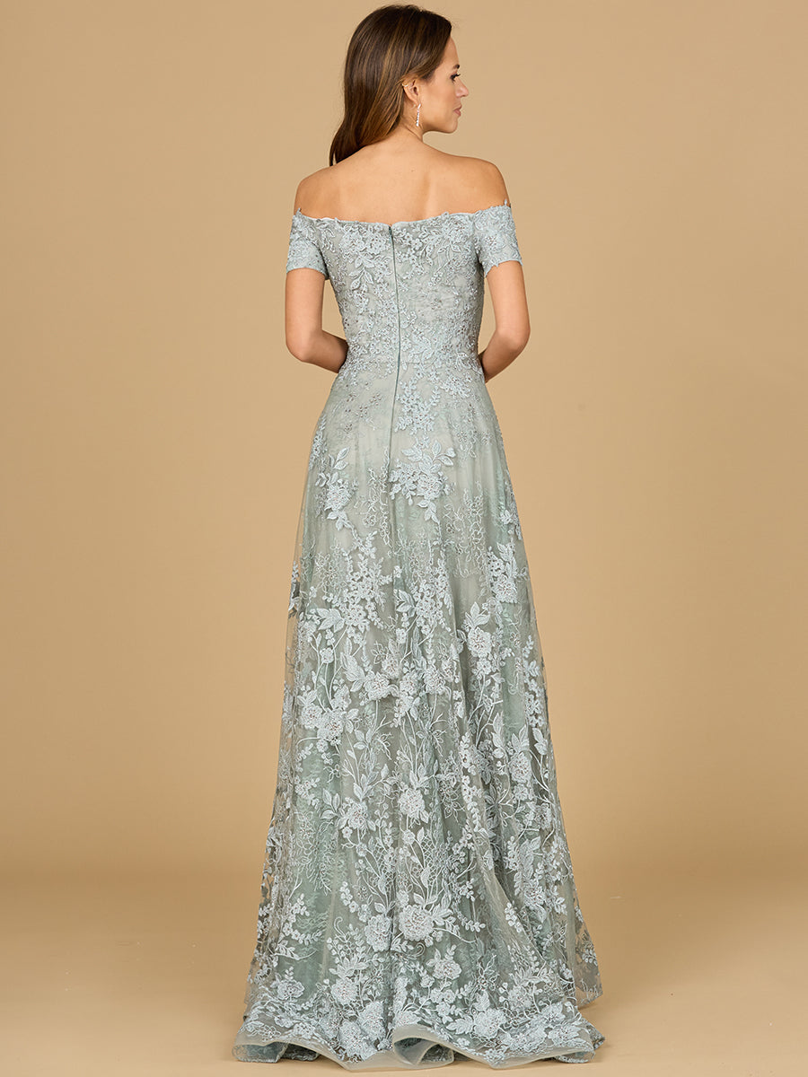 Formal Dresses A Line Long Formal Lace Applique Evening Dress Silve/Sage