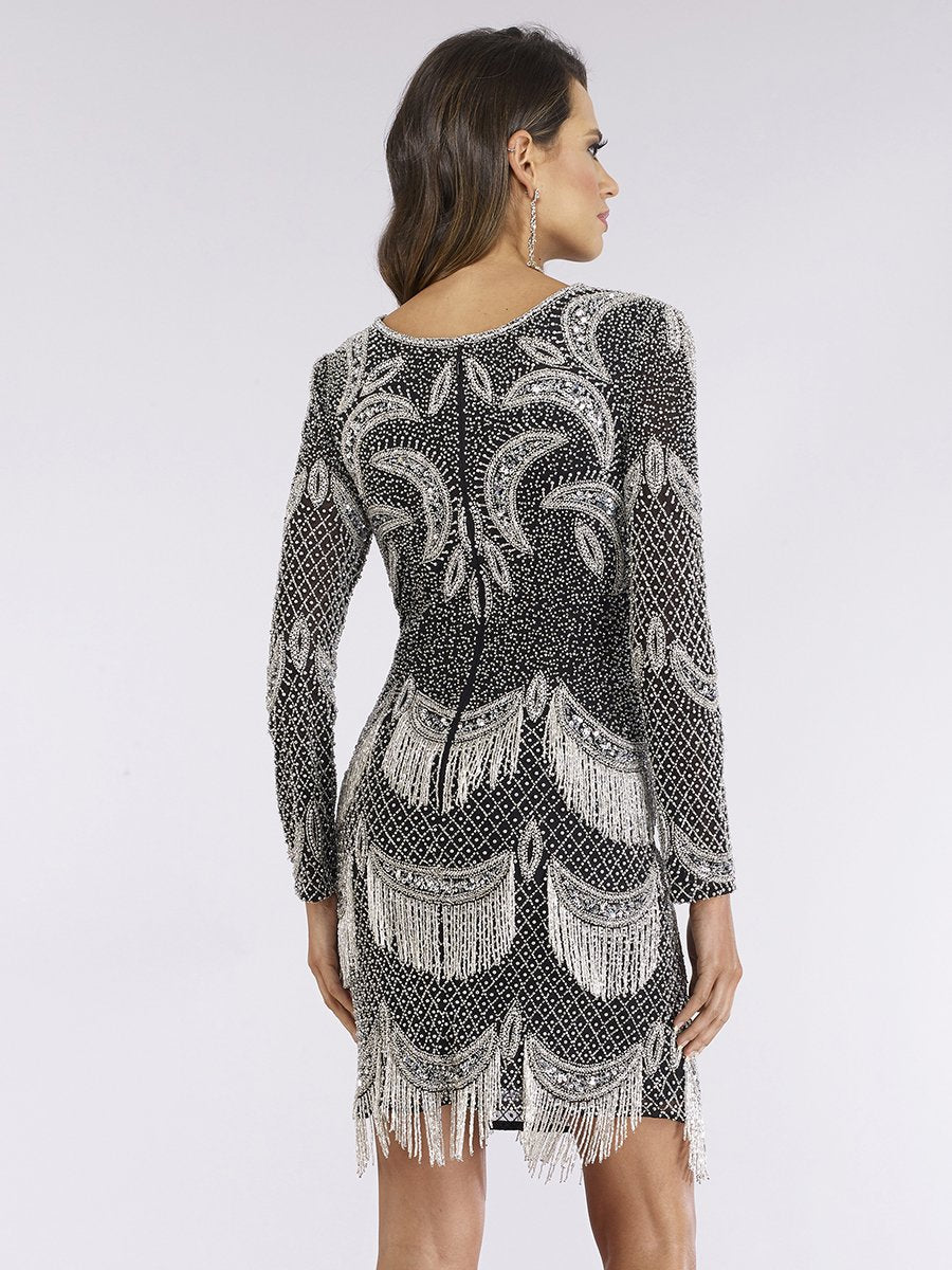 Cocktail Dresses Homecoming Beaded Short Cocktail Fringe Dress Black/Silver