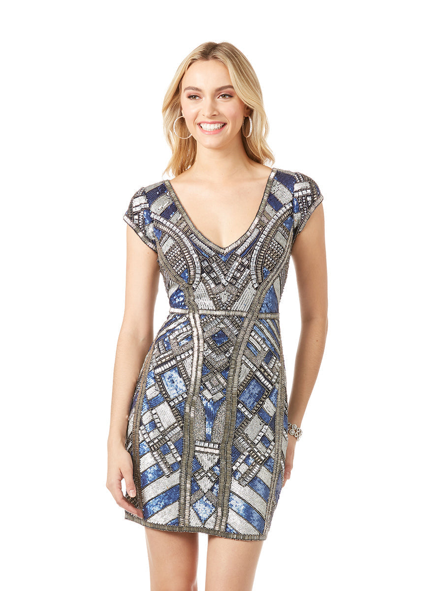 Cocktail Dresses Sequin Short Mini Cocktail Dress Navy/Silver