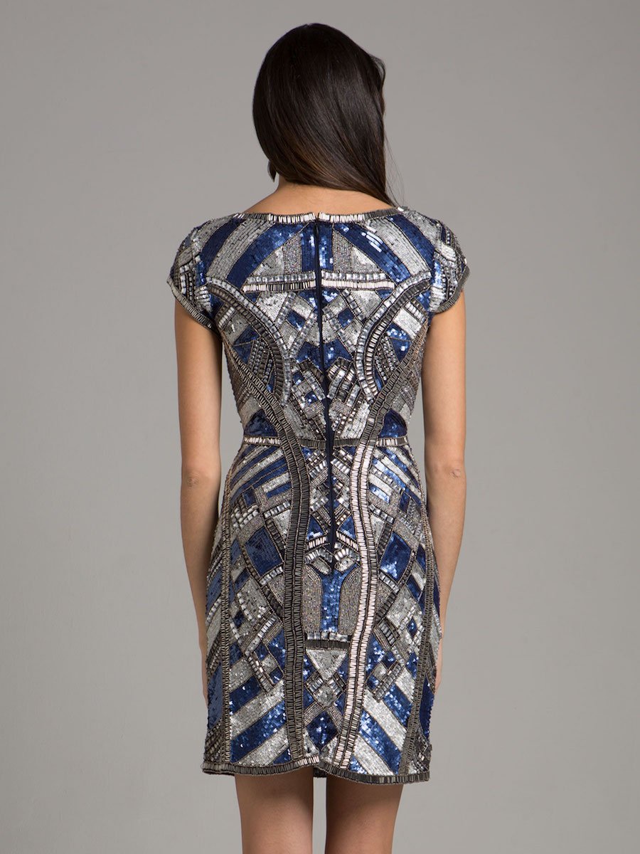 Cocktail Dresses Sequin Short Mini Cocktail Dress Navy/Silver