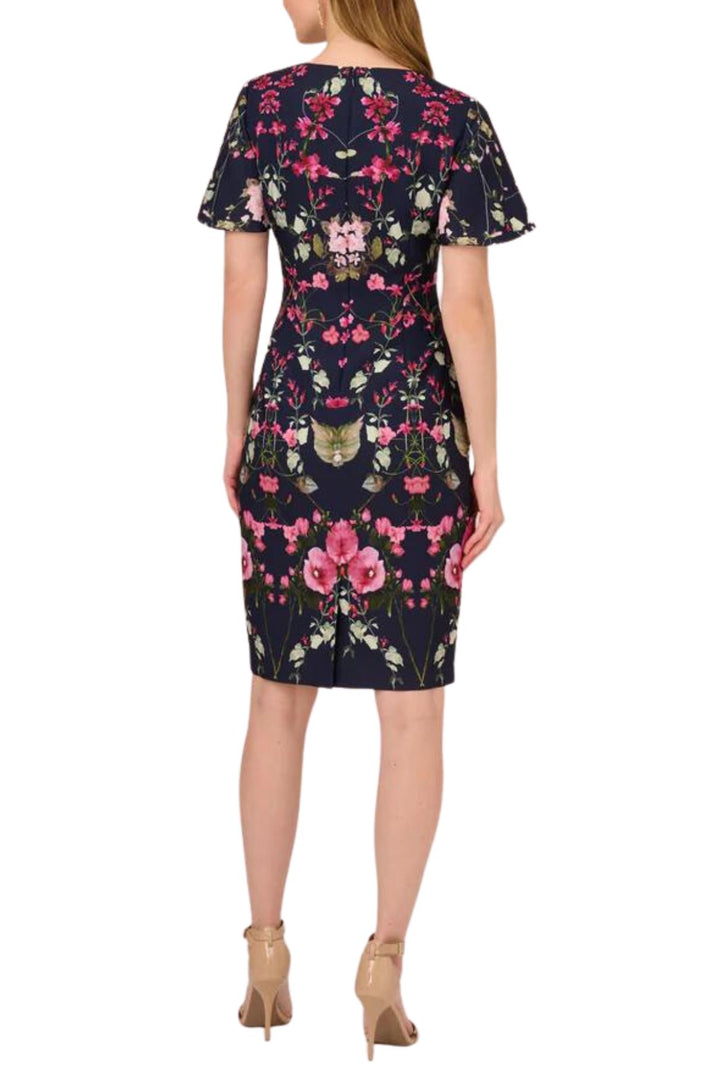 Cocktail Dresses Short Floral Print Knee Length Cocktail Dress Navy Multi