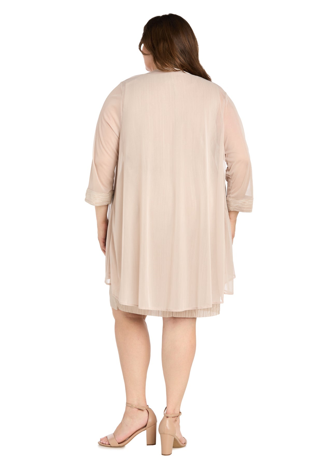 Plus Size Dresses Pleated Short Plus Size Glitter Jacket Dress Champagne
