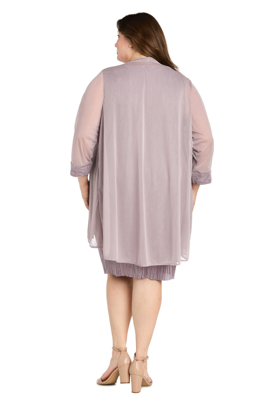 Plus Size Dresses Pleated Short Plus Size Glitter Jacket Dress Mauve