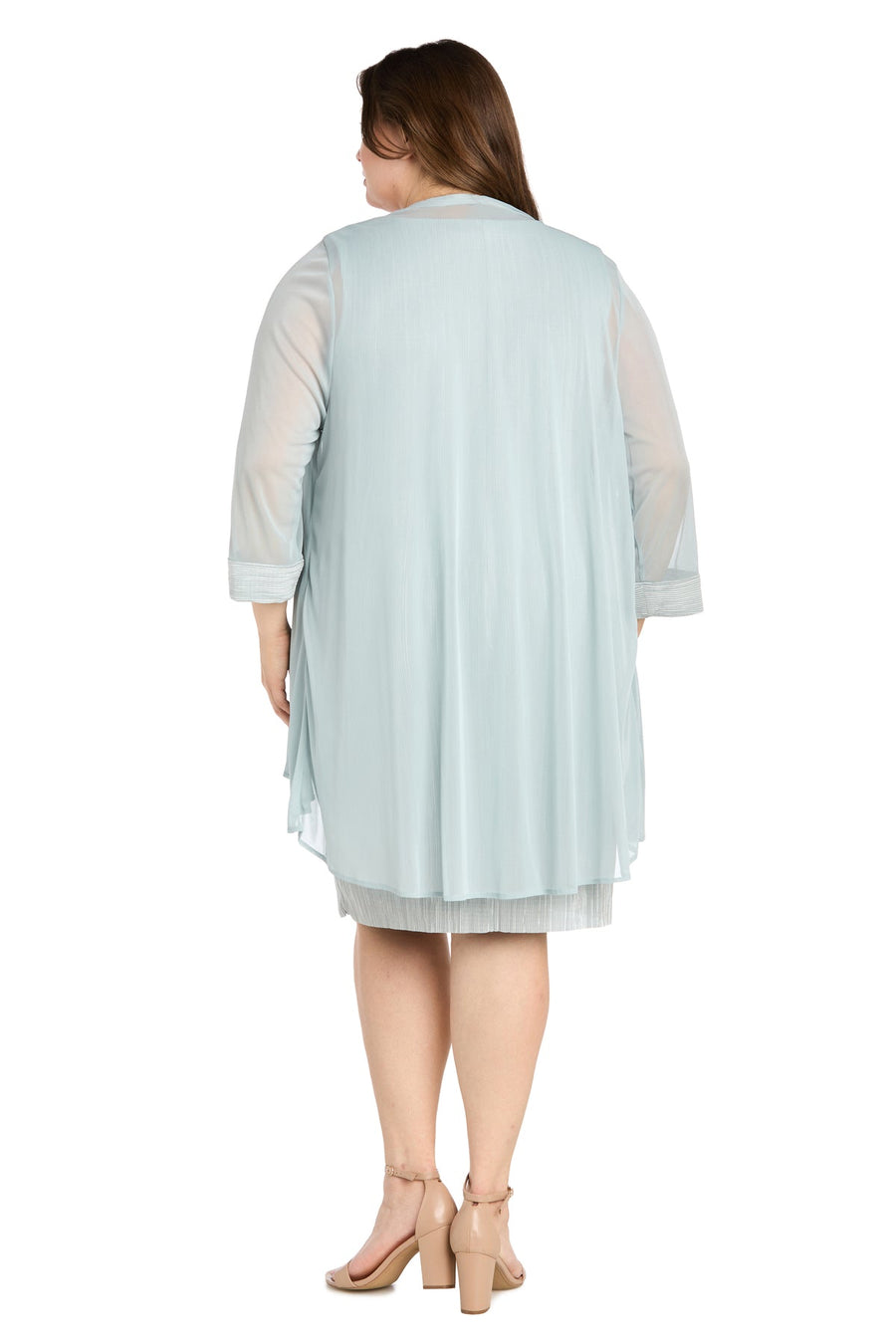 Plus Size Dresses Pleated Short Plus Size Glitter Jacket Dress Sage