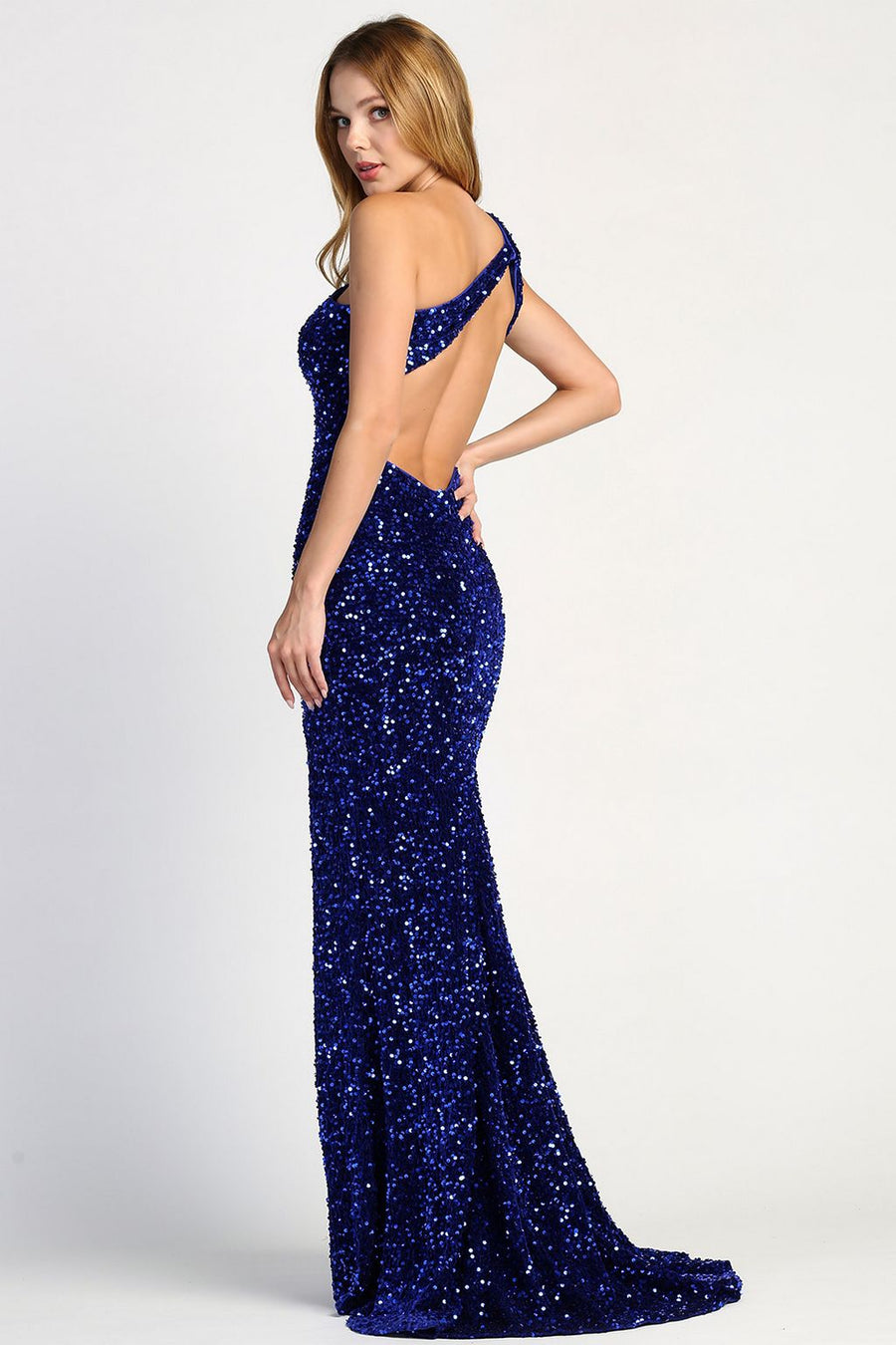 Prom Dresses Fitted Long Sequin Formal Slit Evening Dress Royal Blue