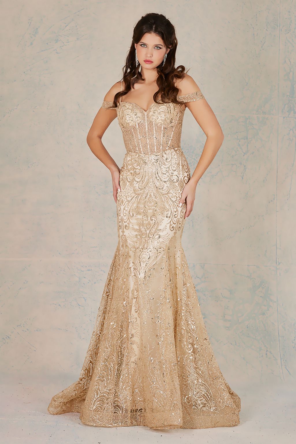Prom Dresses Glitter Prom Long Formal Dress Champagne