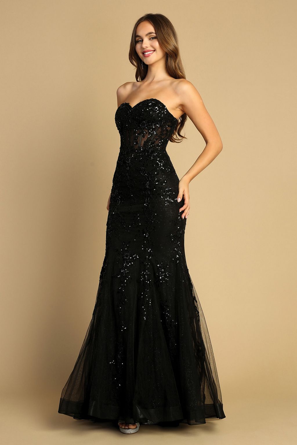 Prom Dresses Long Prom Beaded Lace Mermaid Formal Dress Black