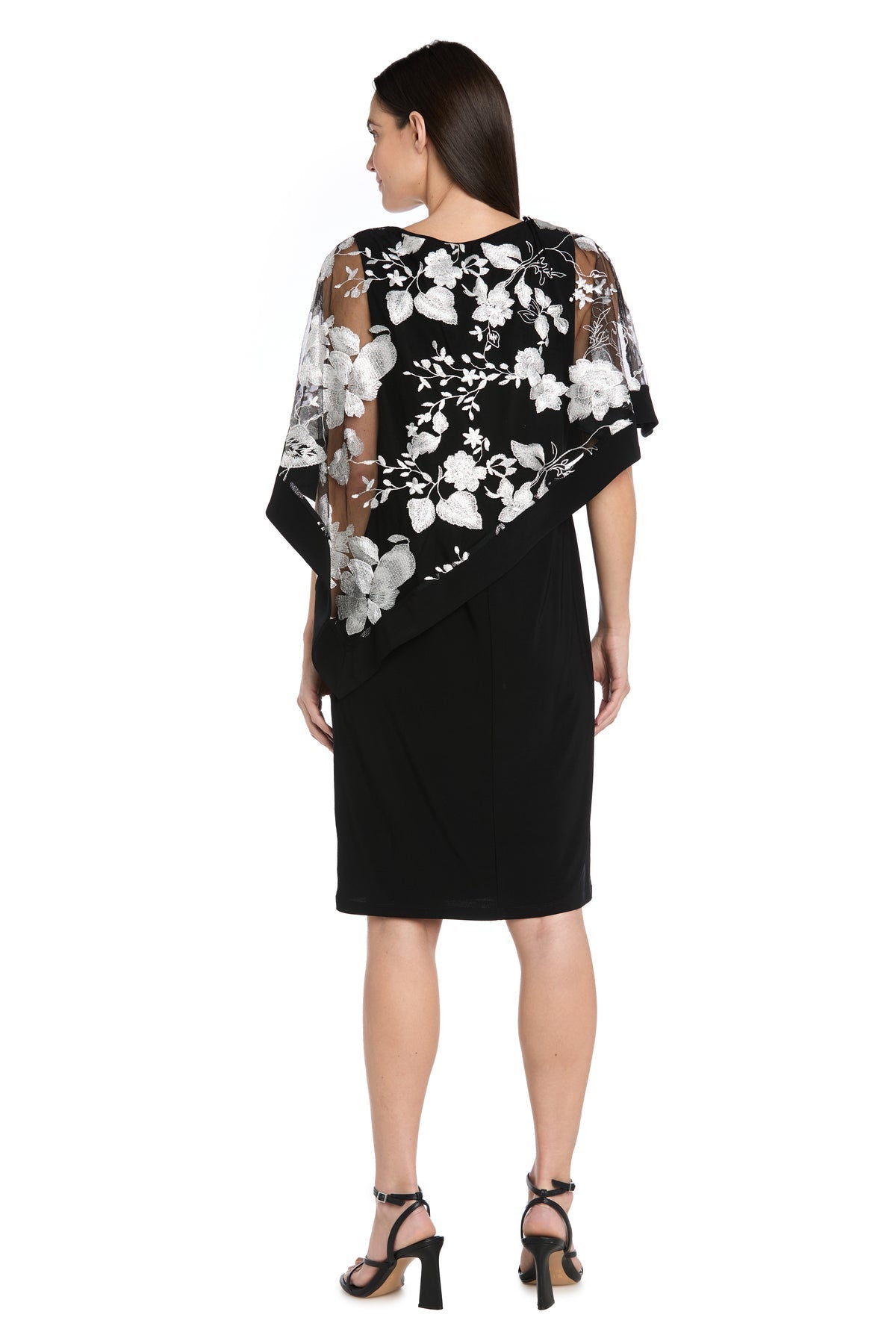 Mother of the Bride Dresses Short Mother of the Bride Poncho Cocktail Dress Black/White