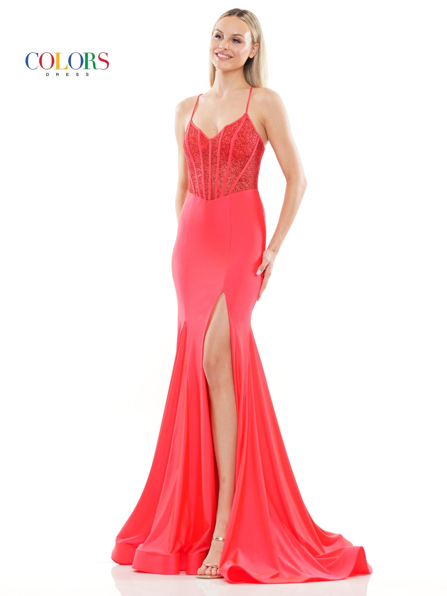 Prom Dresses Long Spaghetti Strap Beaded Prom Dress Poppy