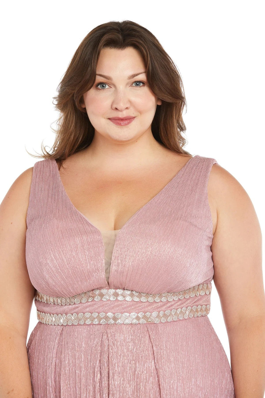 Plus Size Dresses Long Plus Size Metallic Evening Formal Dress  Rose