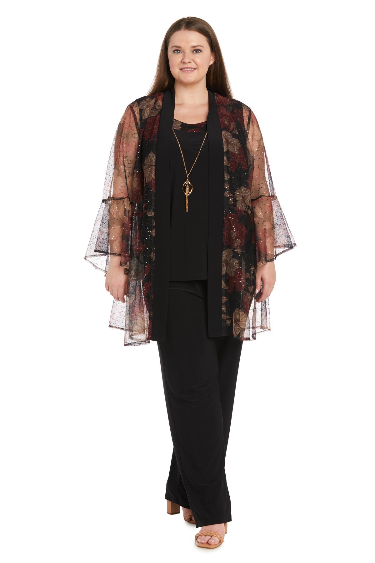 Plus Size Dresses Long Plus Size Formal Mother of the Bride Pant Suit Black/Red/Tan