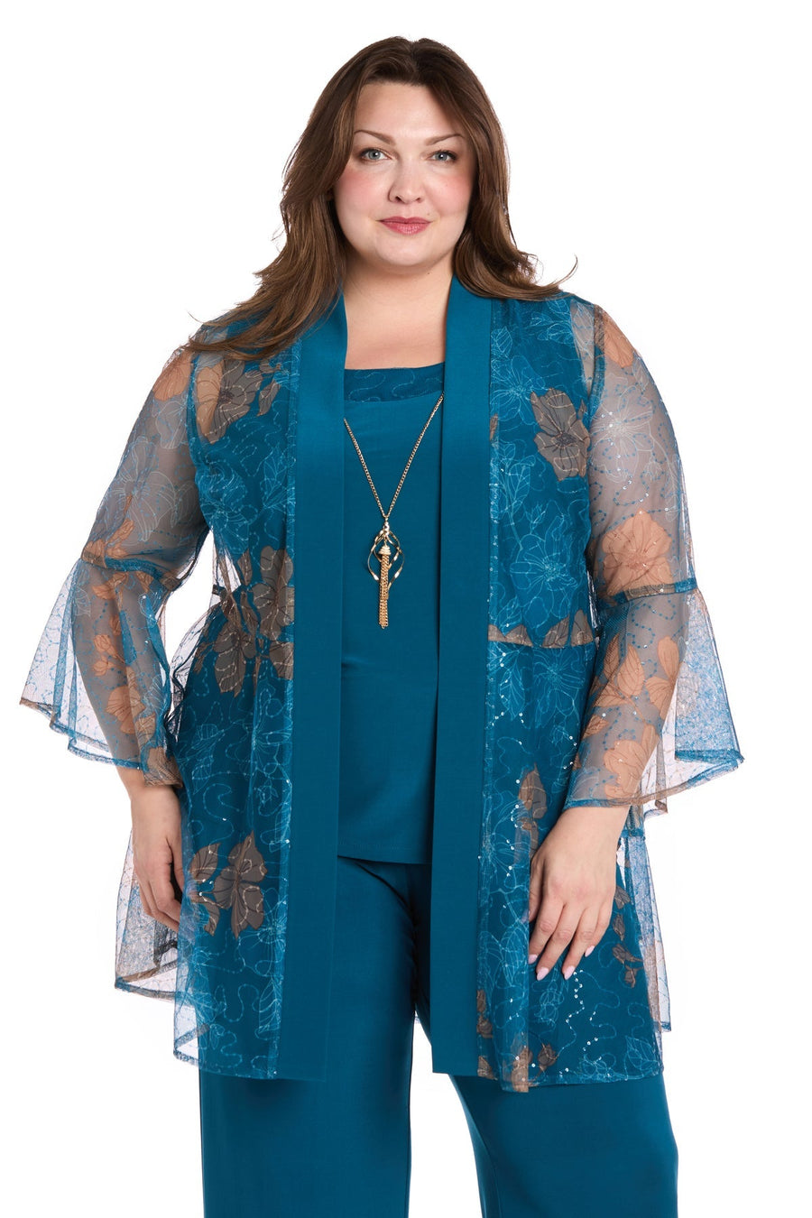 Plus Size Dresses Long Plus Size Formal Mother of the Bride Pant Suit Peacock