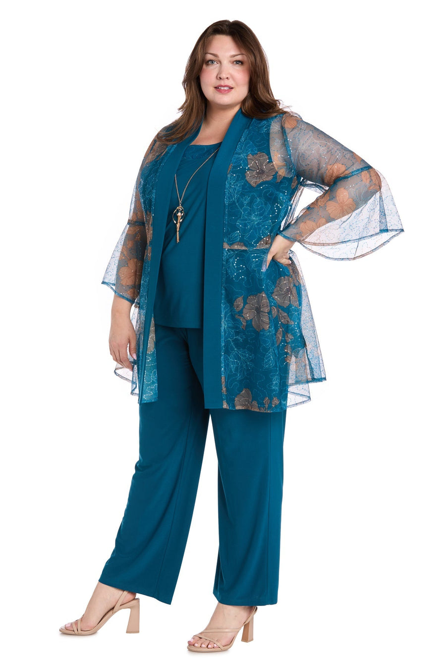 Plus Size Dresses Long Plus Size Formal Mother of the Bride Pant Suit Peacock