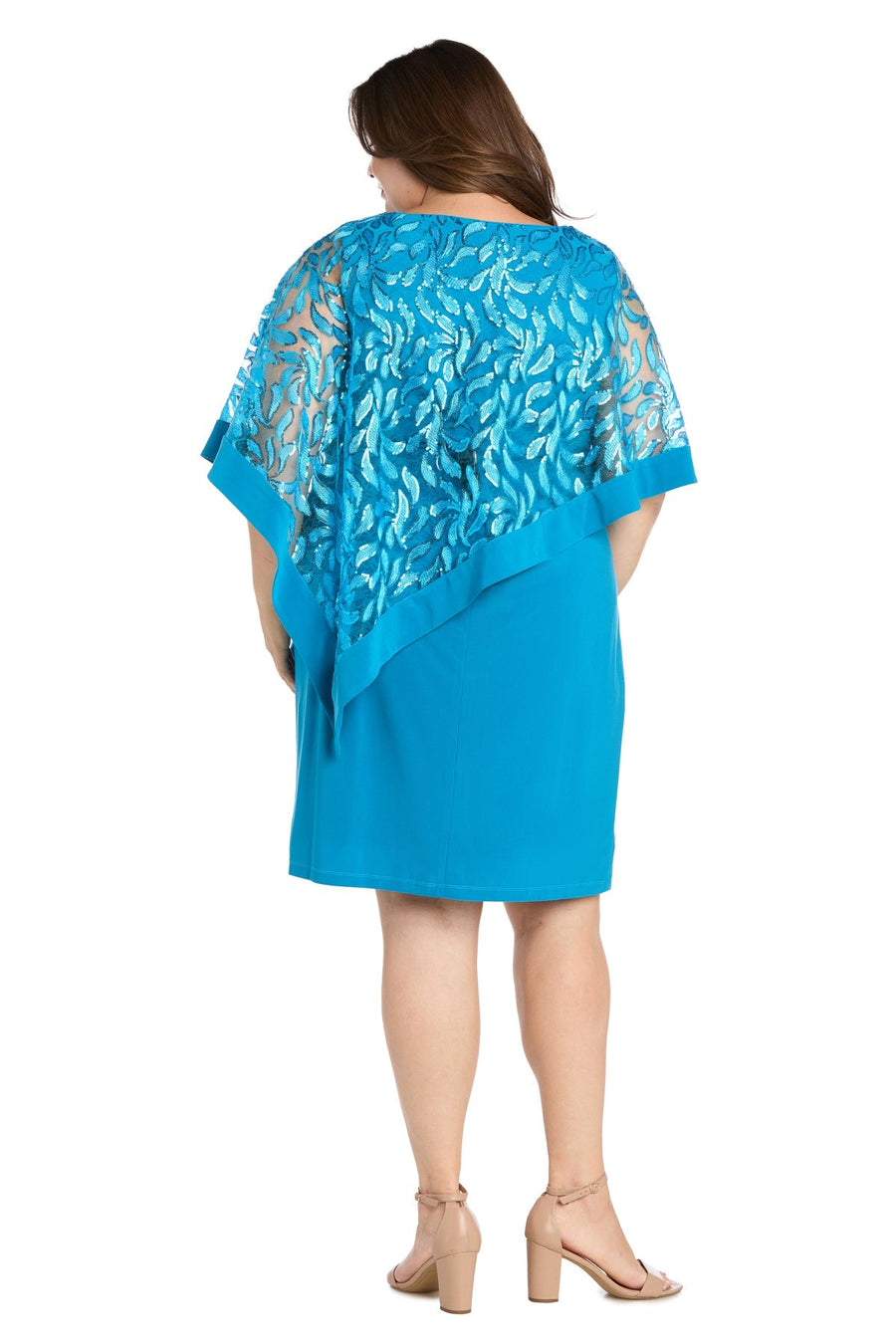 Plus Size Dresses Short Plus Size Sequin Mother of the Bride Dress Turquoise