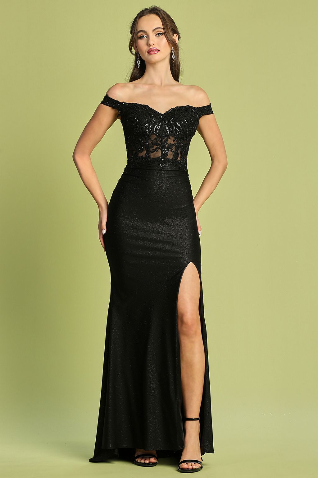 Prom Dresses Long Formal Fitted Lace Prom Dress Black