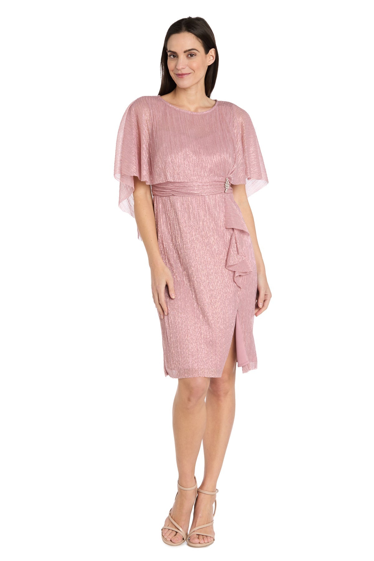 Cocktail Dresses Short Petite Ruffle Cocktail Caplet Dress Rose