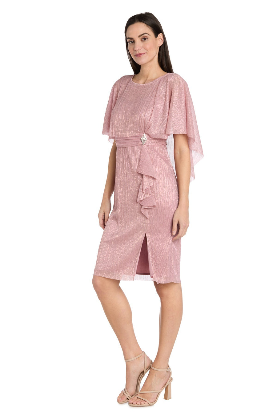 Cocktail Dresses Short Ruffle Cocktail Caplet Dress Rose
