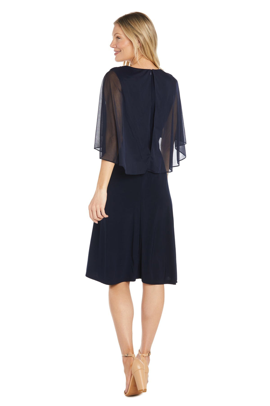 Cocktail Dresses Short Cocktail Slit Caplet Dress Navy