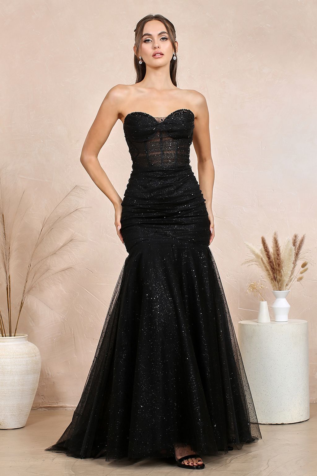 Prom Dresses Long Formal Glitter Mermaid Prom Dress Black