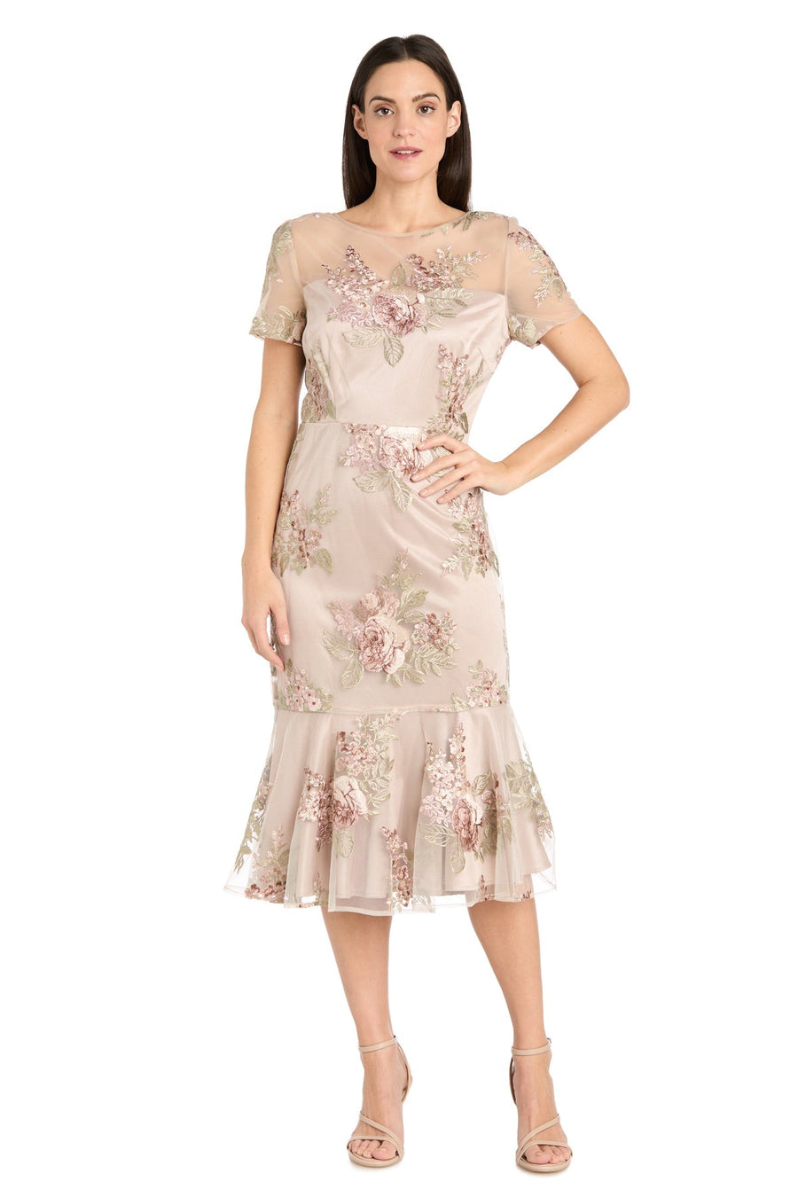 Cocktail Dresses Short Floral Petite Mother of the Bride Midi Dress Rose