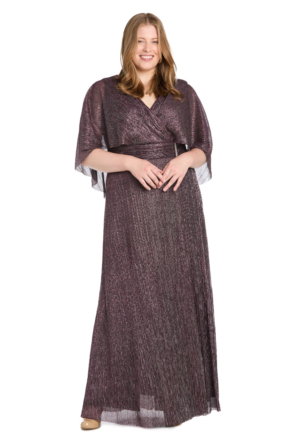 Plus Size Dresses Metallic Long Formal Plus Size Dress Wine