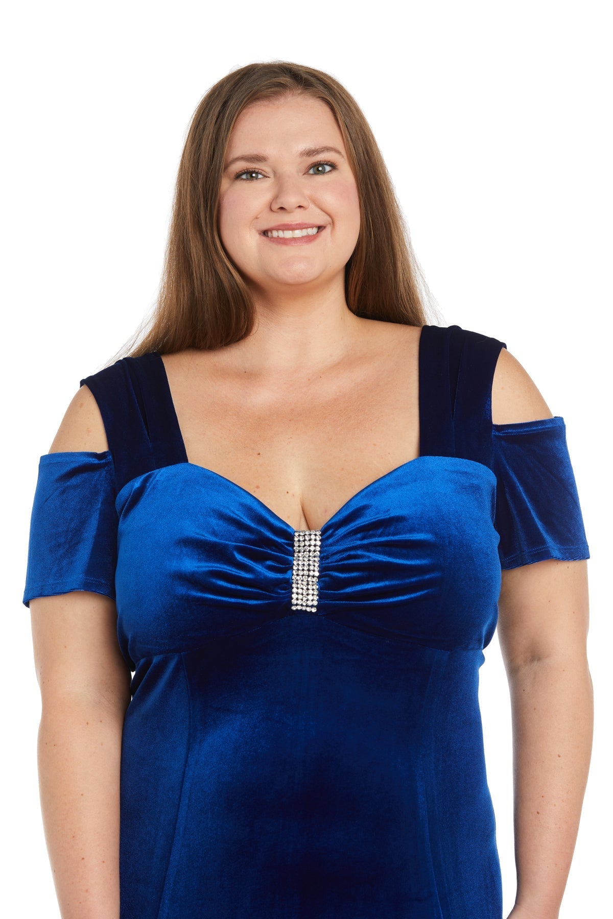 Plus Size Dresses Long Slit Velvet Formal Plus Size Dress Royal