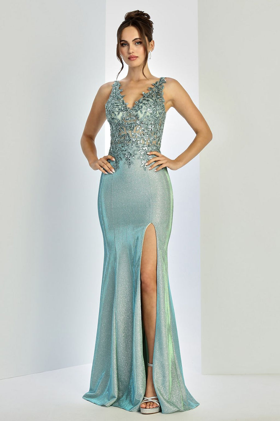 Prom Dresses Prom Long Glitter Fitted Formal Dress Sage