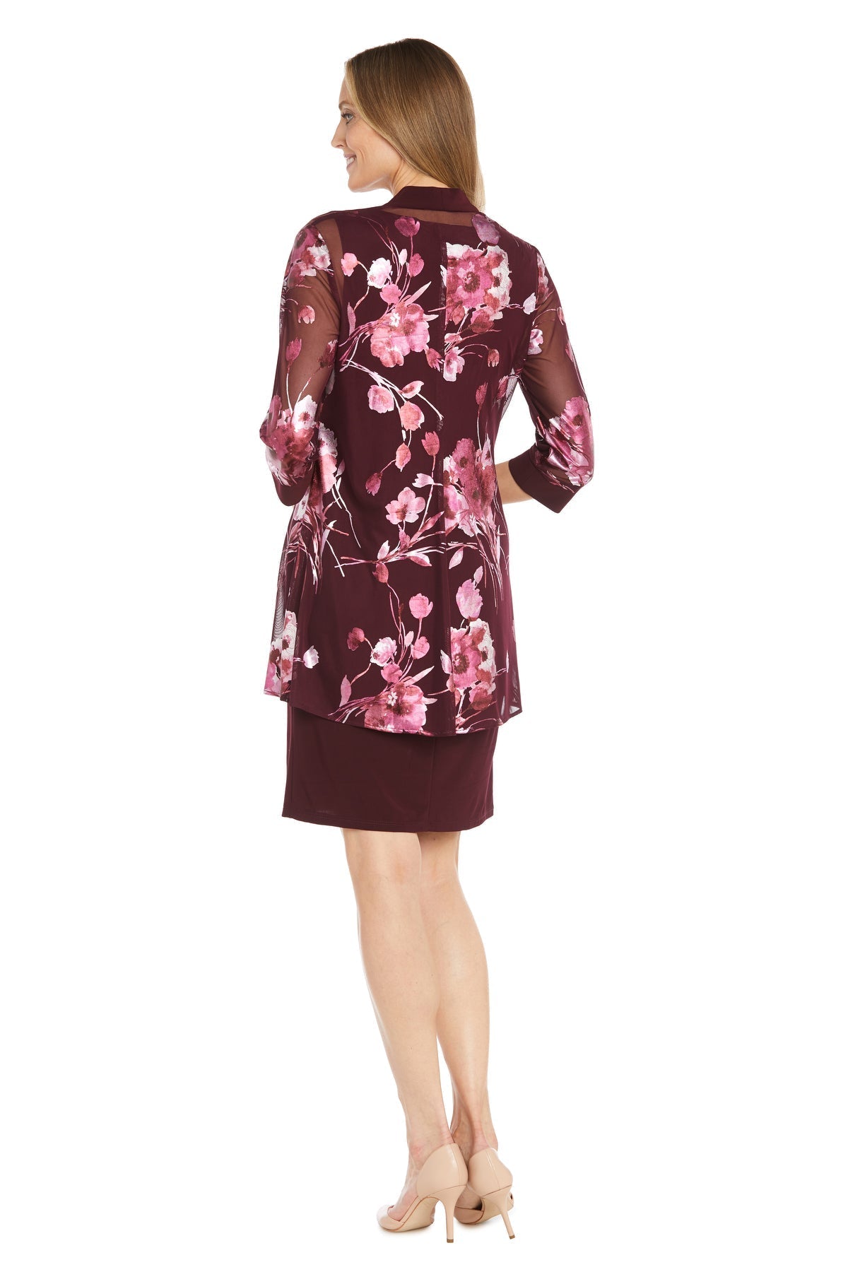 Mother of the Bride Dresses Floral Print Short Jacket Mother of the Bride Dress Burgundy