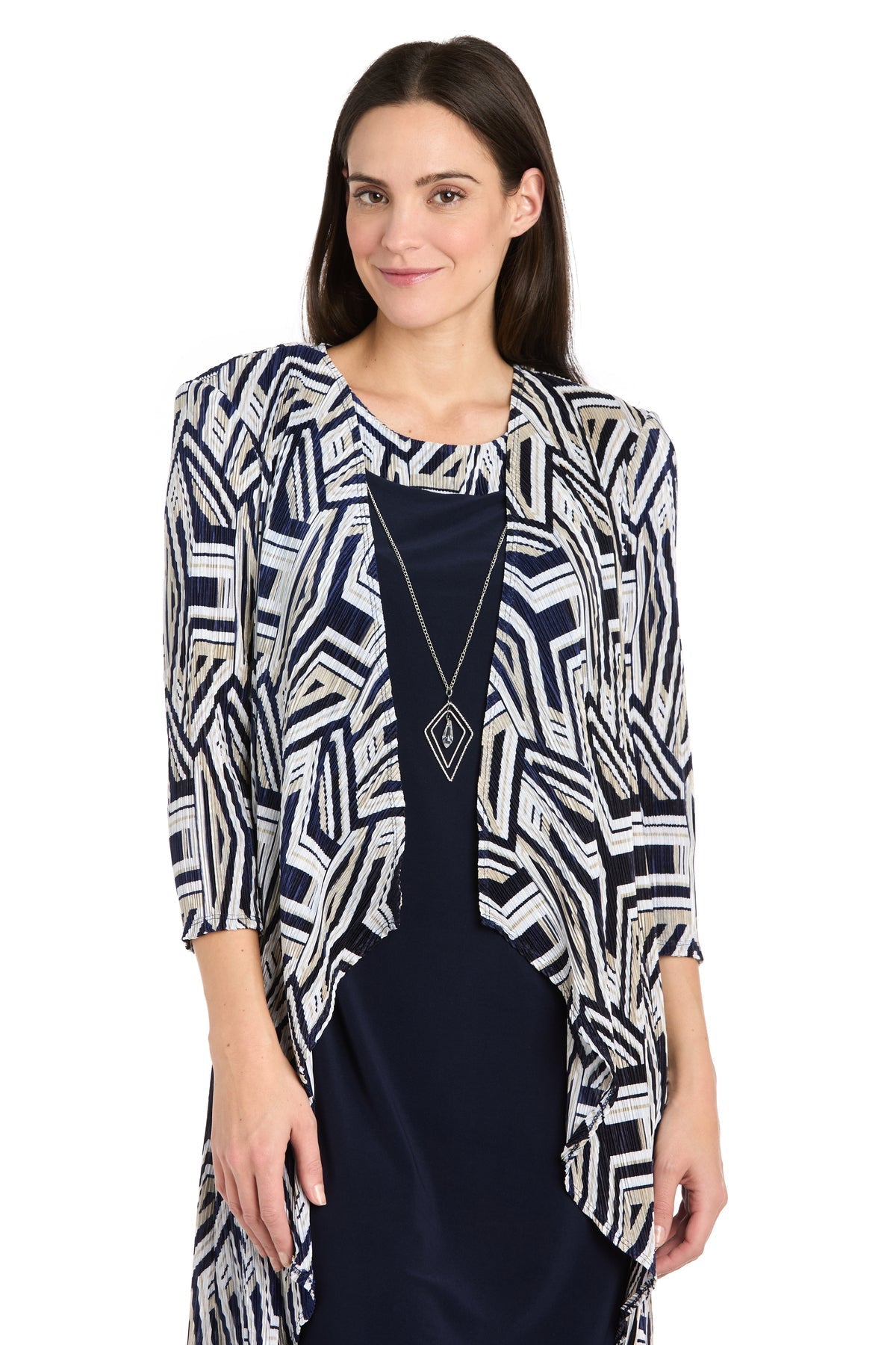 Mother of the Bride Dresses Short Mother of the Bride Printed Jacket Dress Navy/Taupe