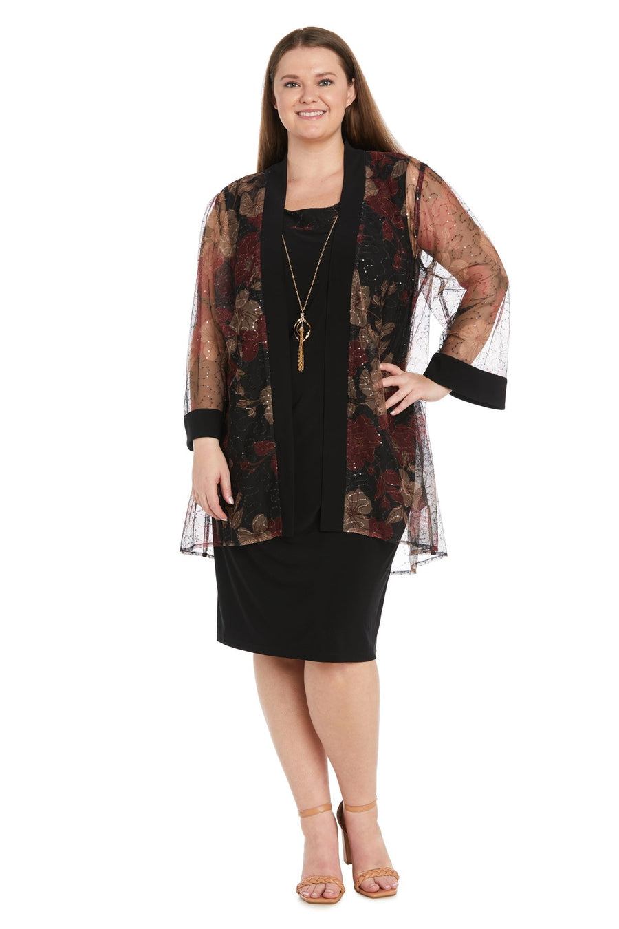 Plus Size Dresses Short Plus Size Glitter Jacket Dress Black/Red
