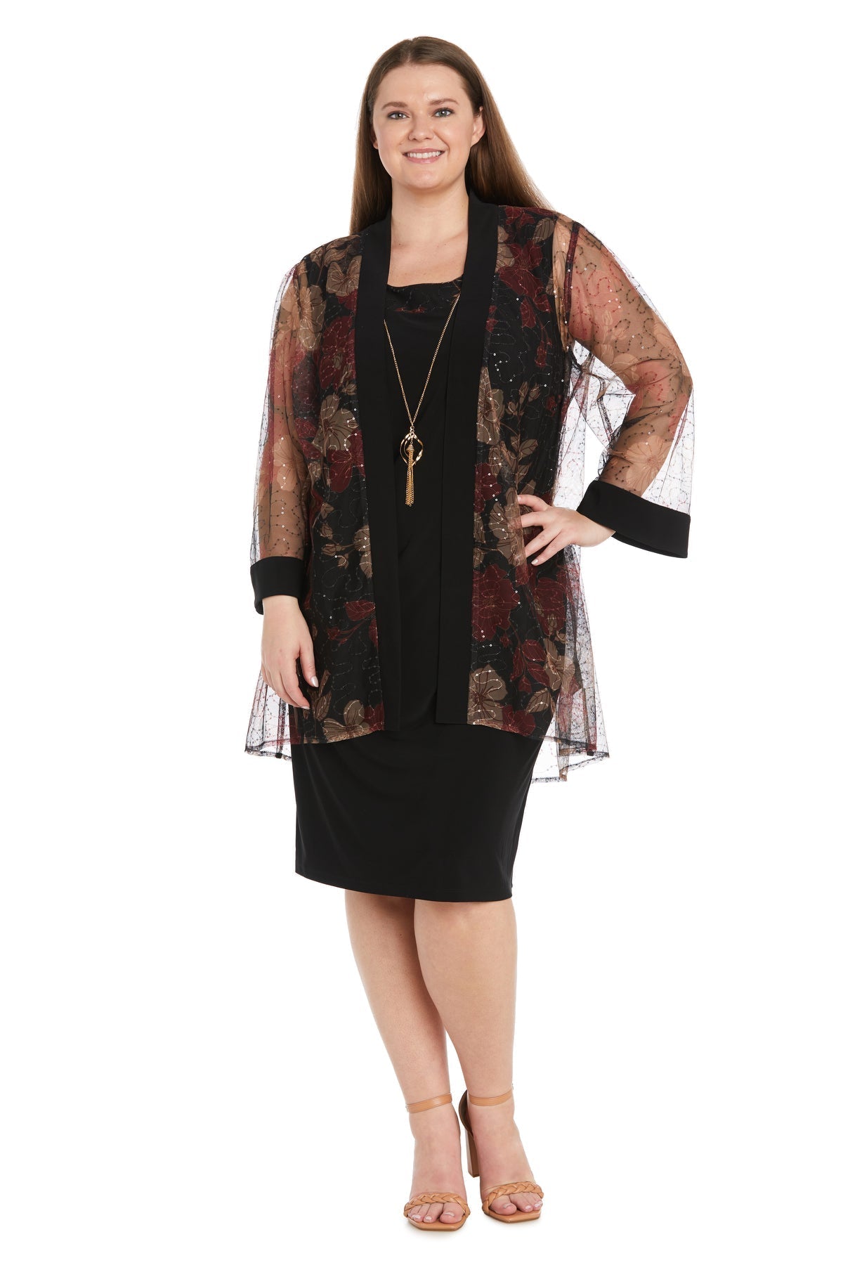 Plus Size Dresses Short Plus Size Glitter Jacket Dress Black/Red