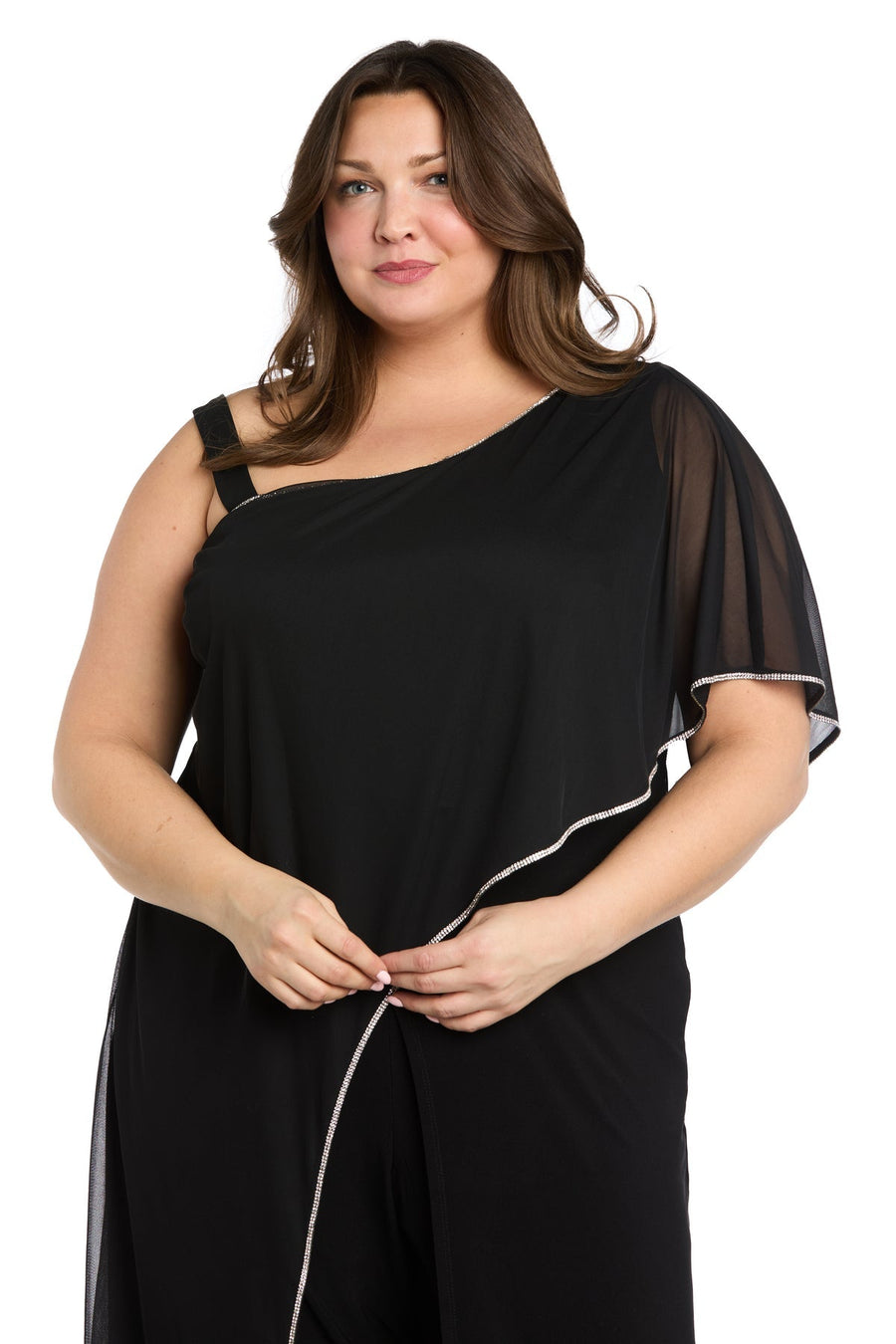 Plus Size Dresses Long Formal Plus Size Caplet Jumpsuit Black