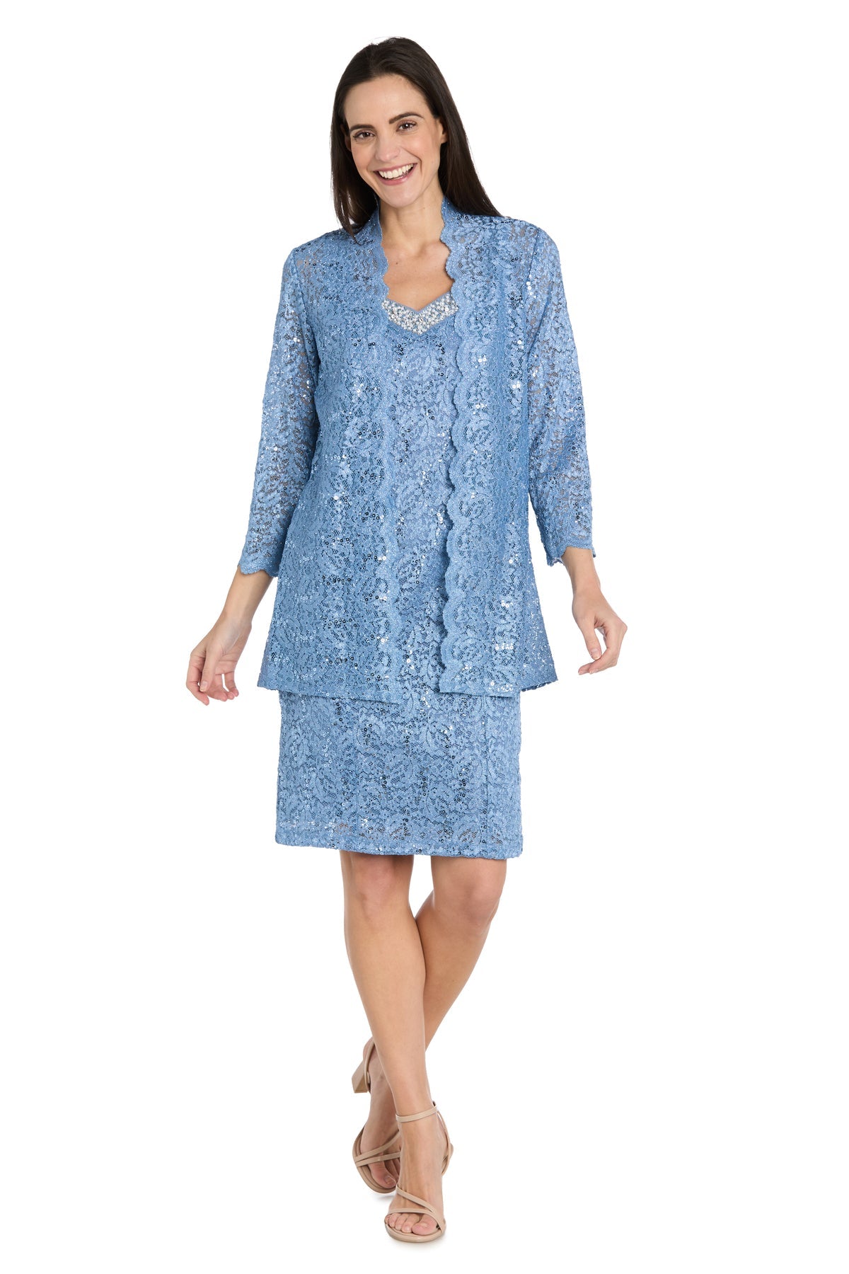 Mother of the Bride Dresses Short Mother of the Bride Lace Jacket Cocktail Dress Blue