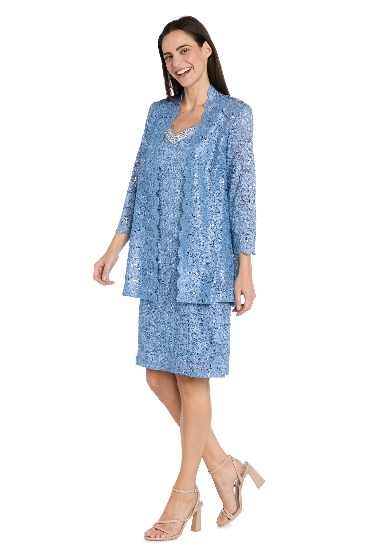 Mother of the Bride Dresses Short Mother of the Bride Lace Jacket Cocktail Dress Blue