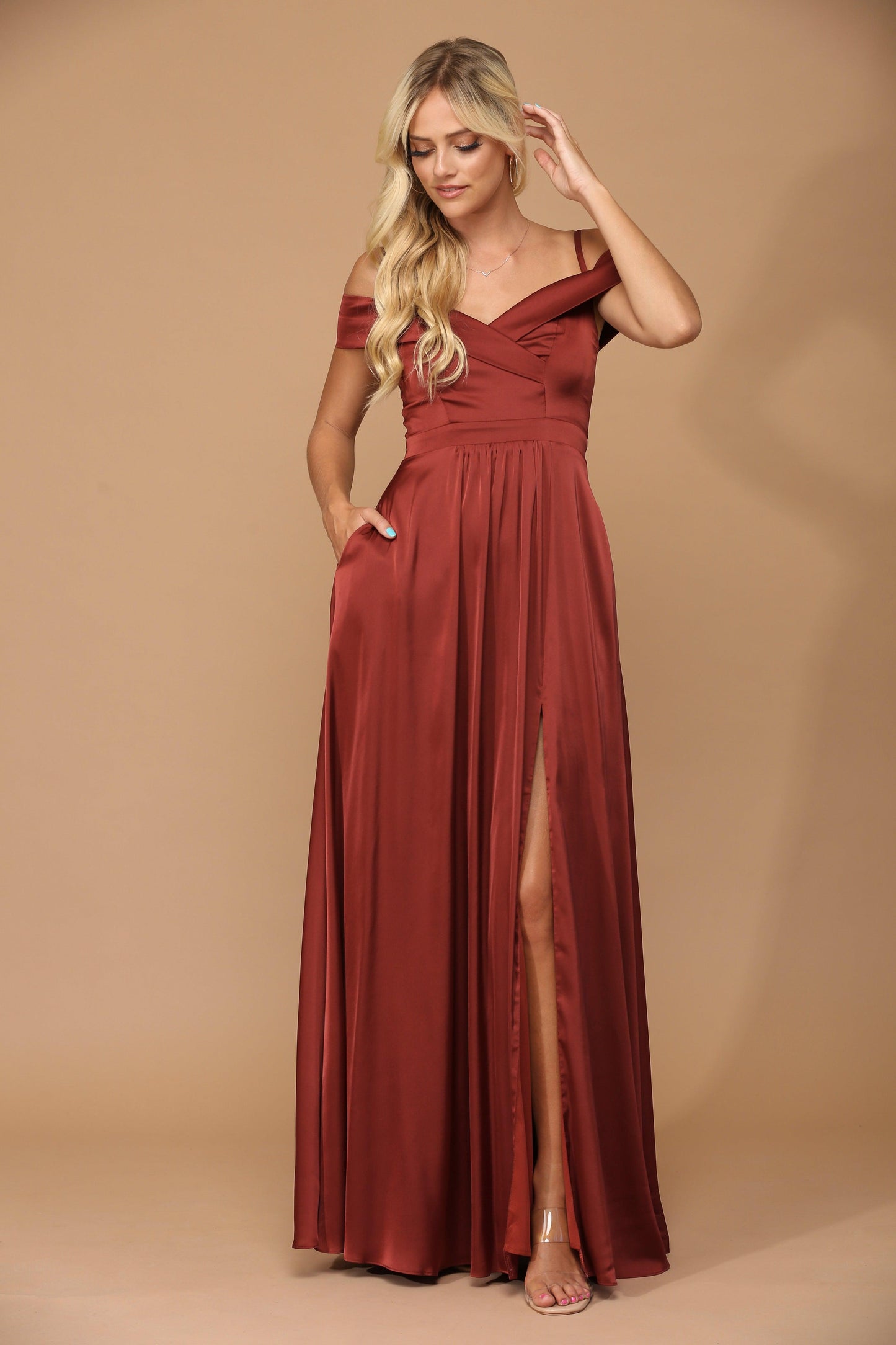 Long Formal Off Shoulder Bridesmaid Dress