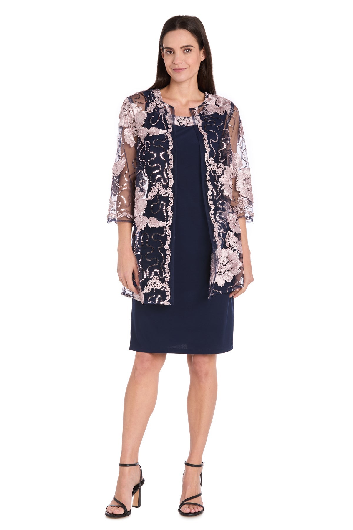 Mother of the BrideDresses Two Piece Short Mother of the Bride Jacket Dress Navy/Rose