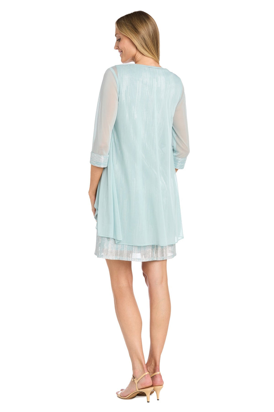 Mother of the Bride Dresses Mother of the Bride Short Metallic Jacket Dress Seafoam