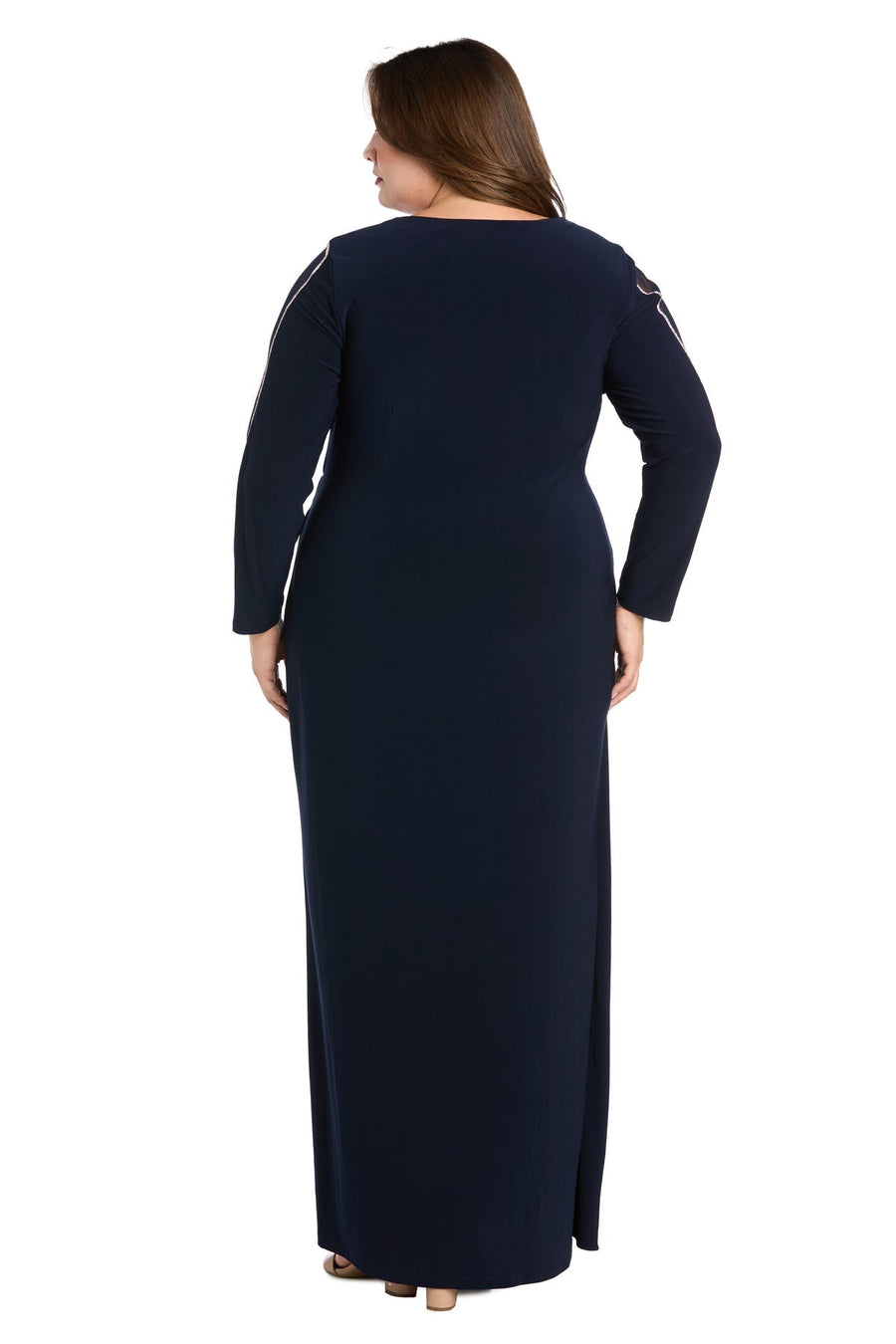 Plus Size Dresses Plus Size Long Sleeve Formal Evening Dress Navy