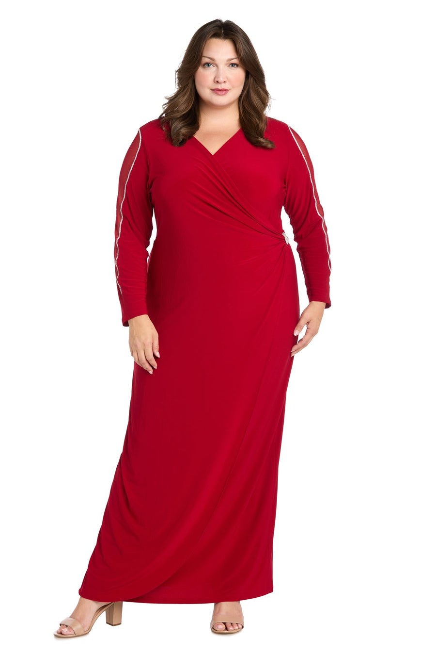 Plus Size Dresses Plus Size Long Sleeve Formal Evening Dress Red