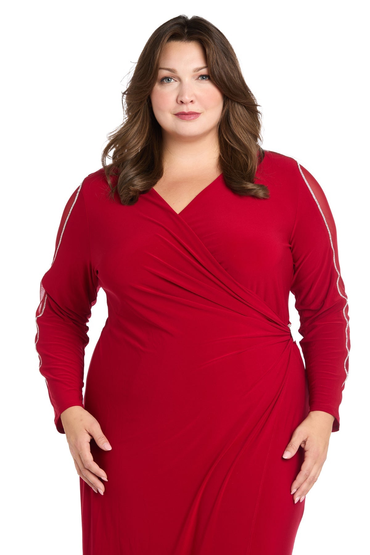 Plus Size Dresses Plus Size Long Sleeve Formal Evening Dress Red