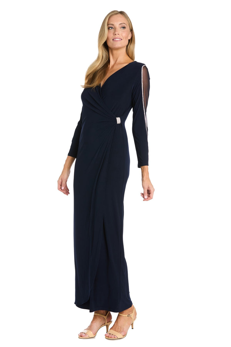 Formal Dresses Fitted Long Sleeve Evening Formal Dress  Navy
