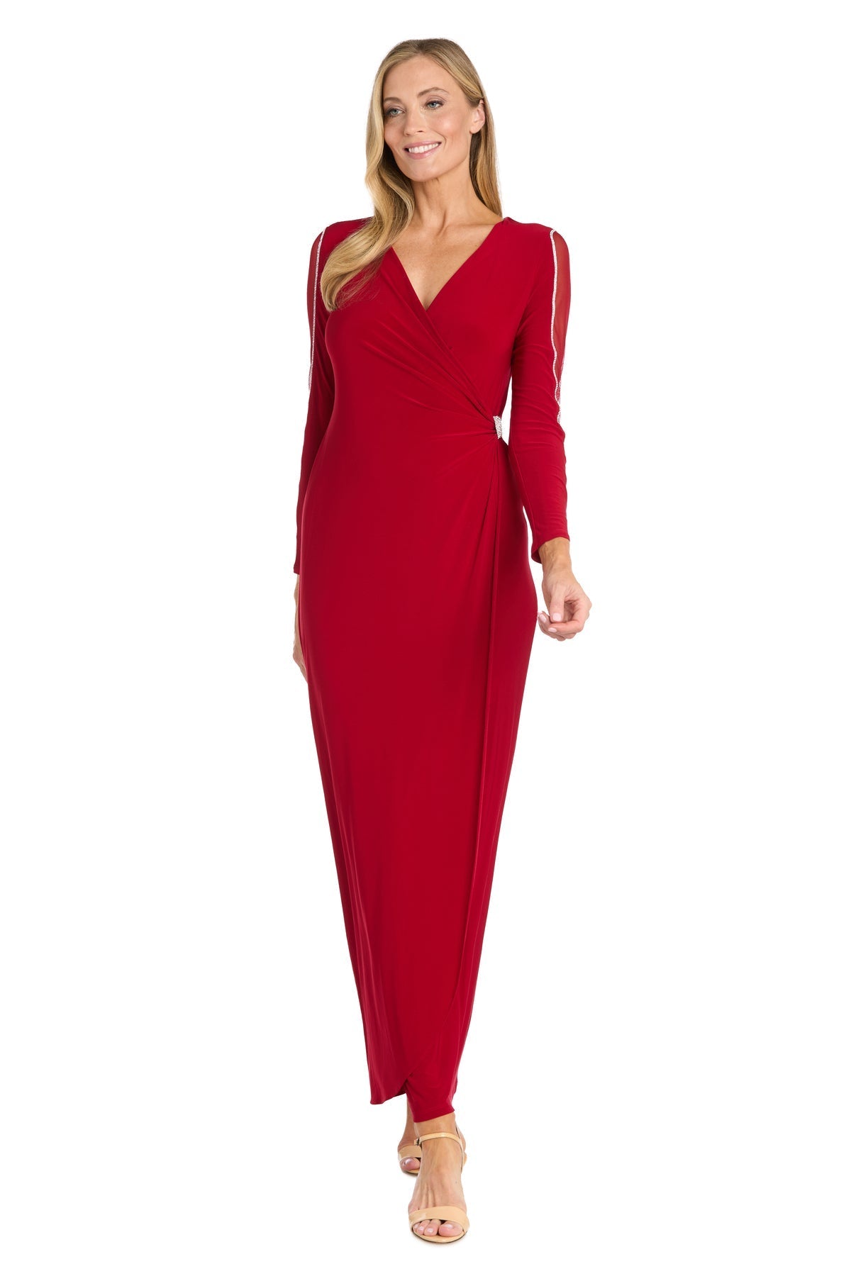 Formal Dresses Fitted Long Sleeve Evening Formal Dress Red