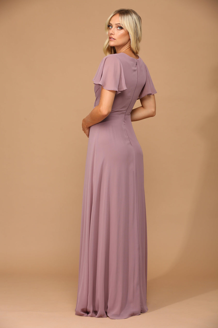 Long Short Sleeve Mother of the Bride Chiffon Dress