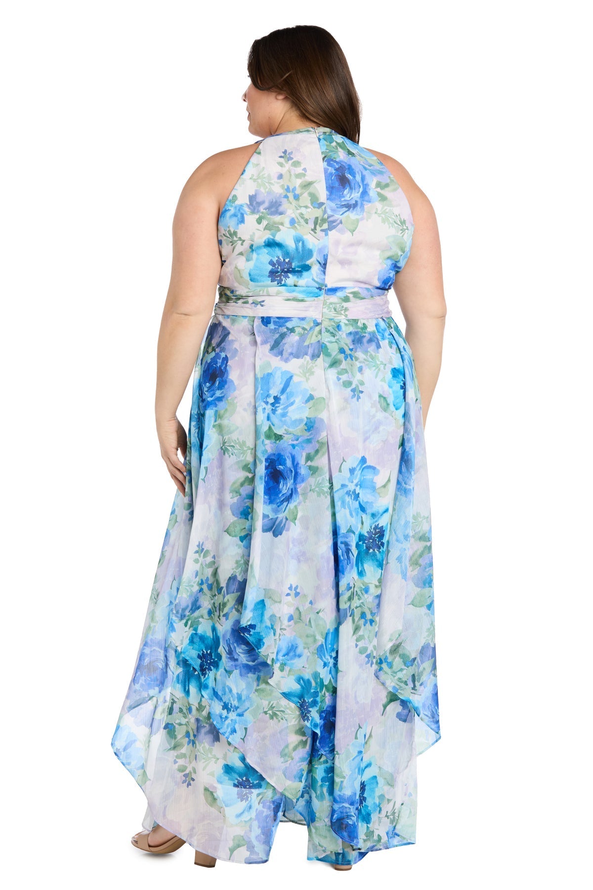 Plus Size Dresses Long Plus Size Floral Print Formal Dress Blue/Lavender