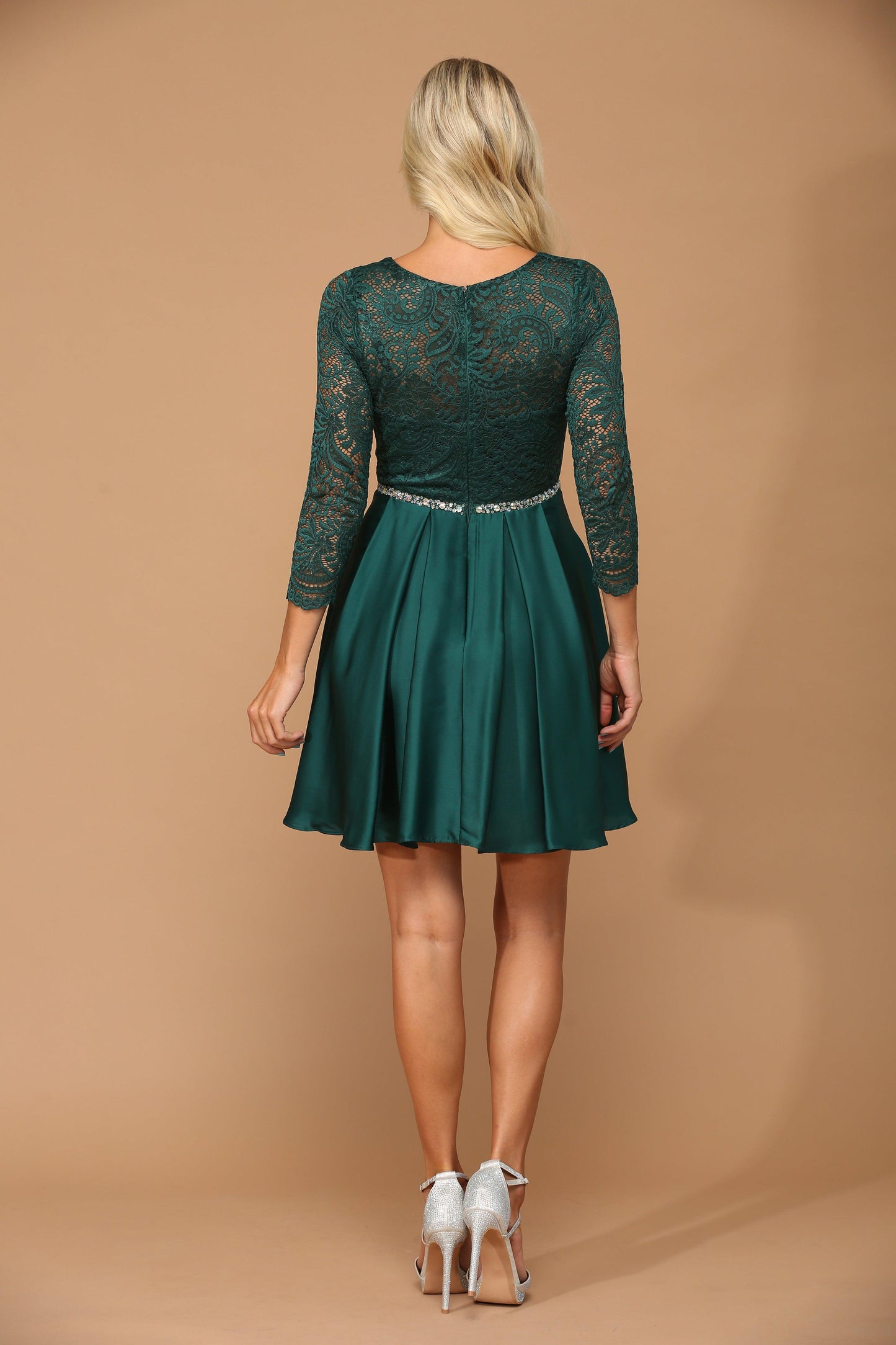 Long Sleeve Beaded Cocktail Dress